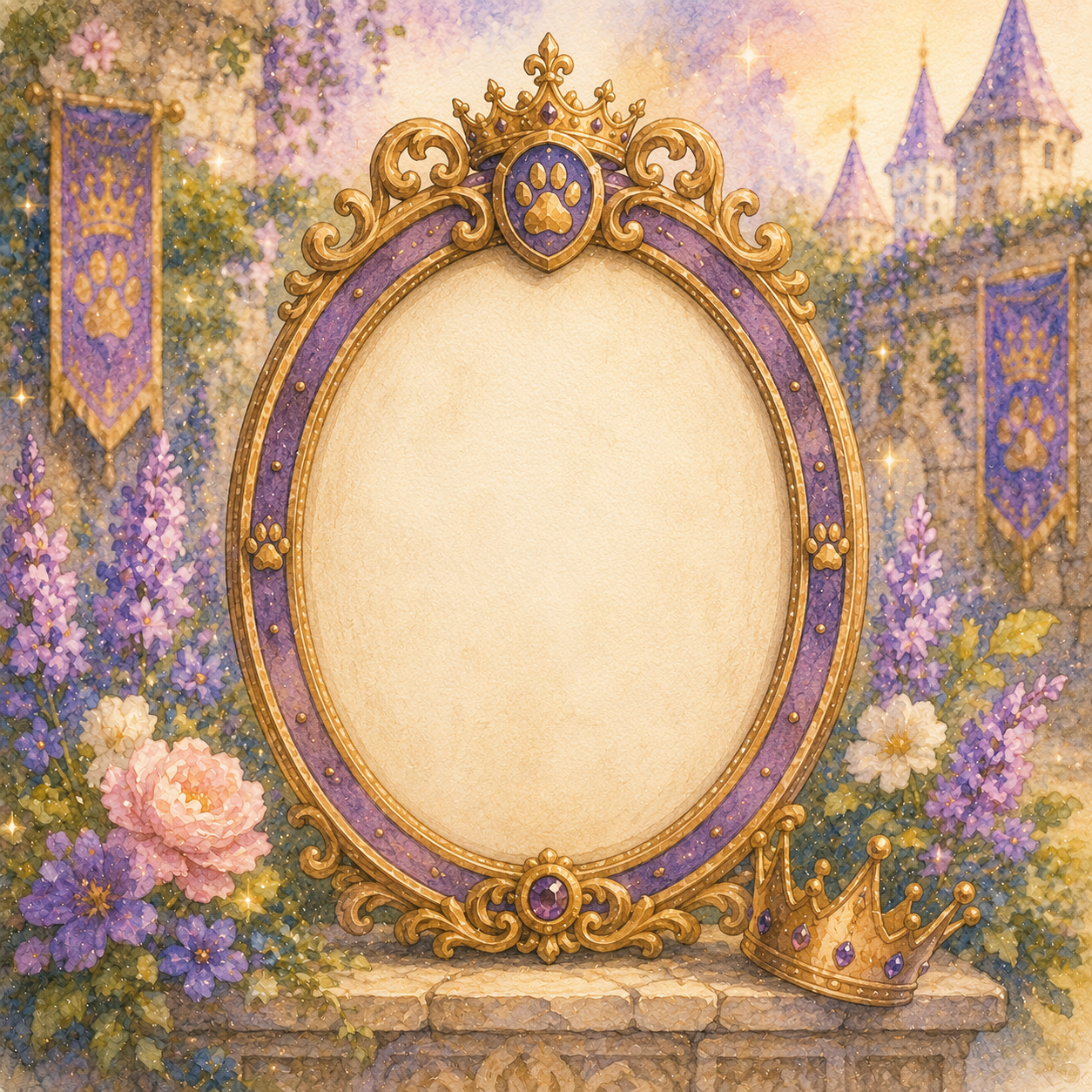 An empty royal portrait frame for future friends