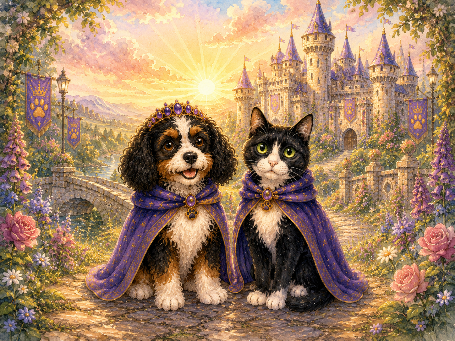 Princess Stella and Lord Ollie in front of Barkingdom Castle